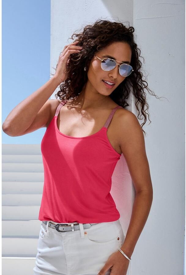 Vivance Top Met elastische glitters van zachte viscose-stretch (Set van 2) - Foto 3