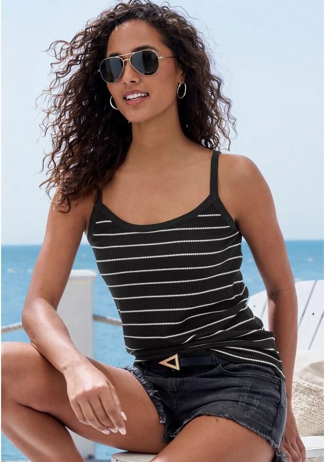 Vivance Top Met modieuze streepstructuur van onderhoudsvriendelijke katoen-viscose kwaliteit (Set van 2) - Foto 3