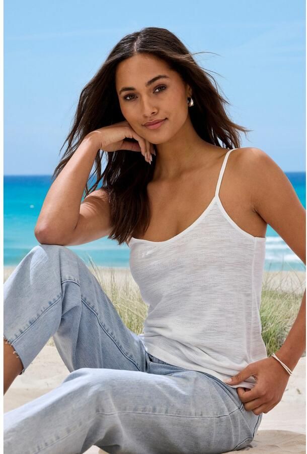 Vivance Top met spaghettibandjes Met modieuze structuuroptiek van onderhoudsvriendelijke kwaliteit met katoen (Set van 2) - Foto 4