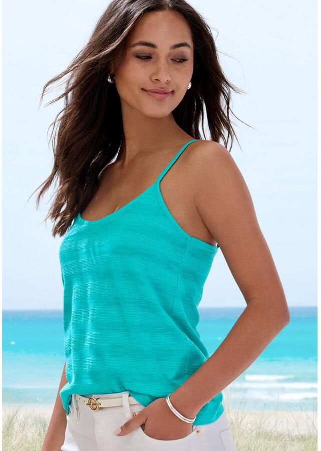 Vivance Top met spaghettibandjes Met modieuze structuuroptiek van onderhoudsvriendelijke kwaliteit met katoen (Set van 2) - Foto 2