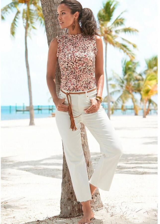 Vivance Top van geweven viscose met ruches crêpe look