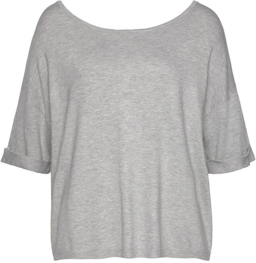 Vivance Trui met korte mouwen met knoopsluiting kan aan beide kanten worden gedragen 3 4 trui fijne gebreide stof - Foto 6