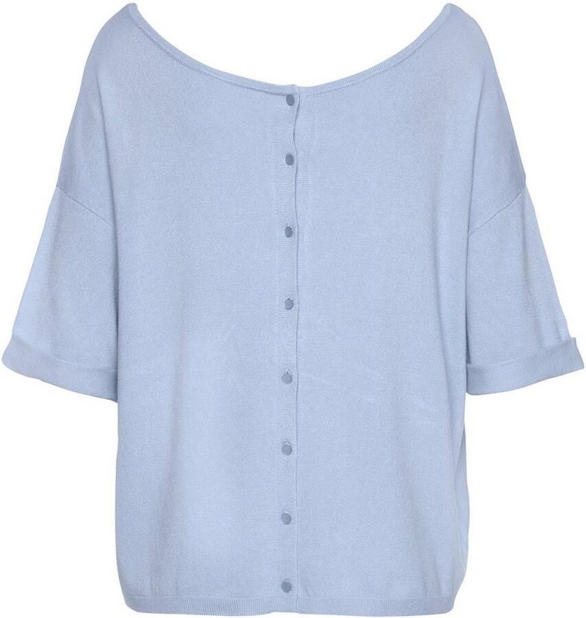 Vivance Trui met korte mouwen met knoopsluiting kan aan beide kanten worden gedragen 3 4 trui fijne gebreide stof