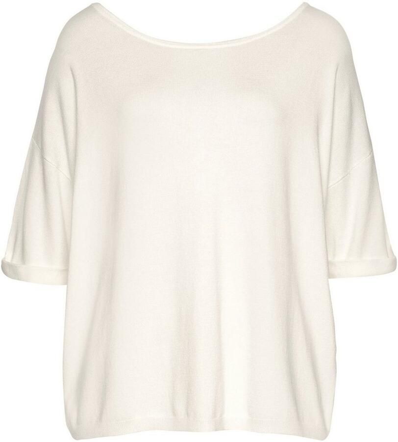 Vivance Trui met korte mouwen met knoopsluiting kan aan beide kanten worden gedragen 3 4 trui fijne gebreide stof - Foto 7