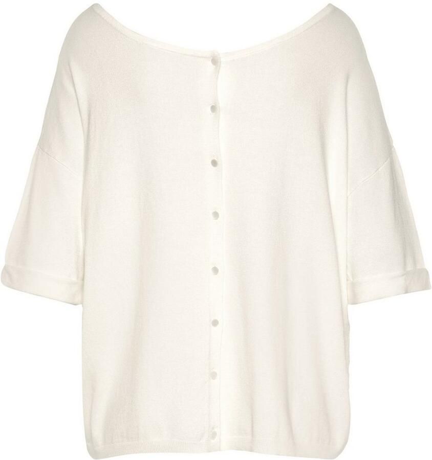 Vivance Trui met korte mouwen met knoopsluiting kan aan beide kanten worden gedragen 3 4 trui fijne gebreide stof