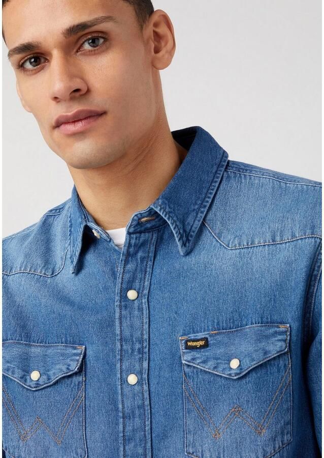Wrangler Overhemd Lange Mouw 112341913 27MW-ICON MID STONE MEDIUM - Foto 2
