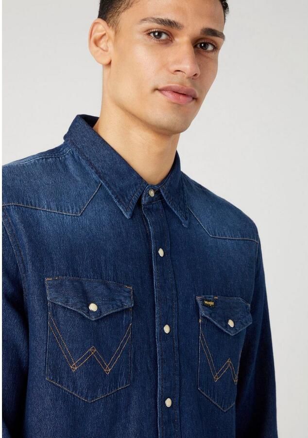 Wrangler Overhemd Lange Mouw 112341088 27MW-BLUE DARK STONE - Foto 2