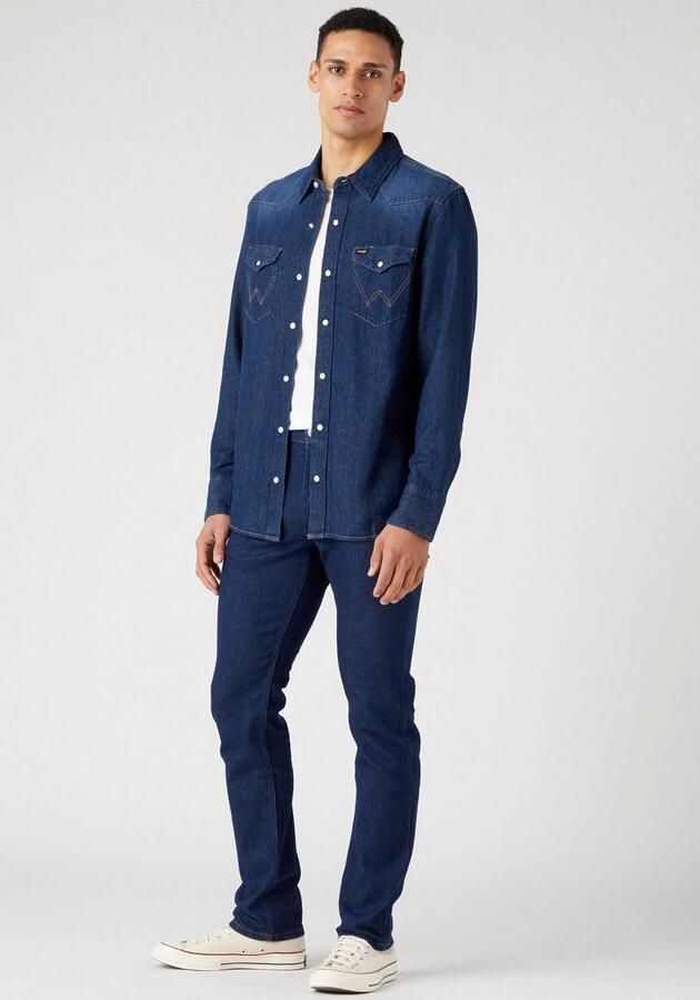 Wrangler Overhemd Lange Mouw 112341088 27MW-BLUE DARK STONE - Foto 4