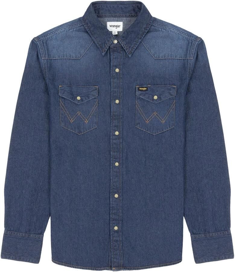 Wrangler Overhemd Lange Mouw 112341088 27MW-BLUE DARK STONE