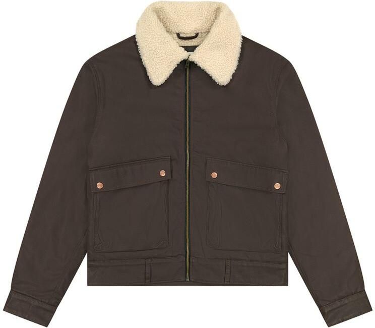 Wrangler Leren jack AVIATOR met riemlussen aan de zoom - Foto 5