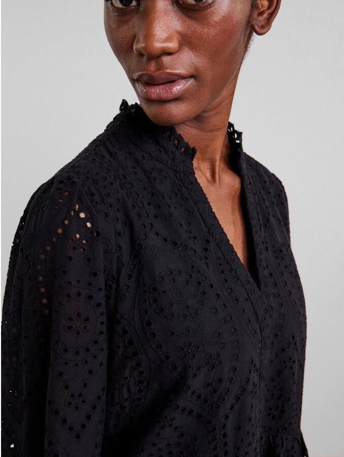 Y.A.S semi-transparante trapeze jurk YASHOLI van biologisch katoen zwart - Foto 5