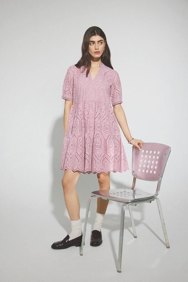 YAS Mini-jurk met broderie anglaise model 'Holi' - Foto 5