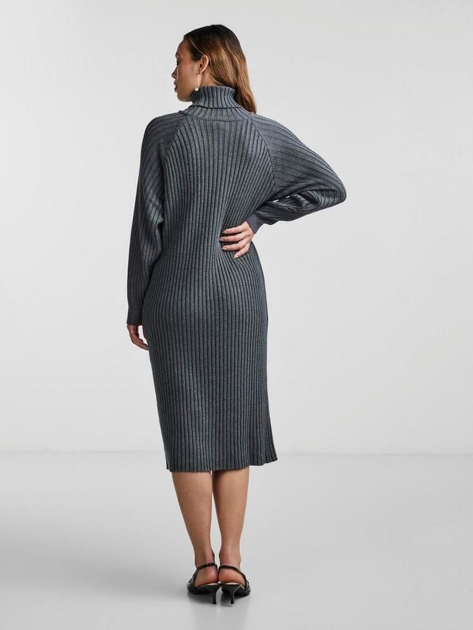 Y.A.S. Dames Jurken Yasmavi Knit Midi Rollneck Dress Grijs - Foto 7