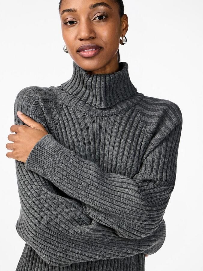 Y.A.S. Dames Jurken Yasmavi Knit Midi Rollneck Dress Grijs - Foto 8
