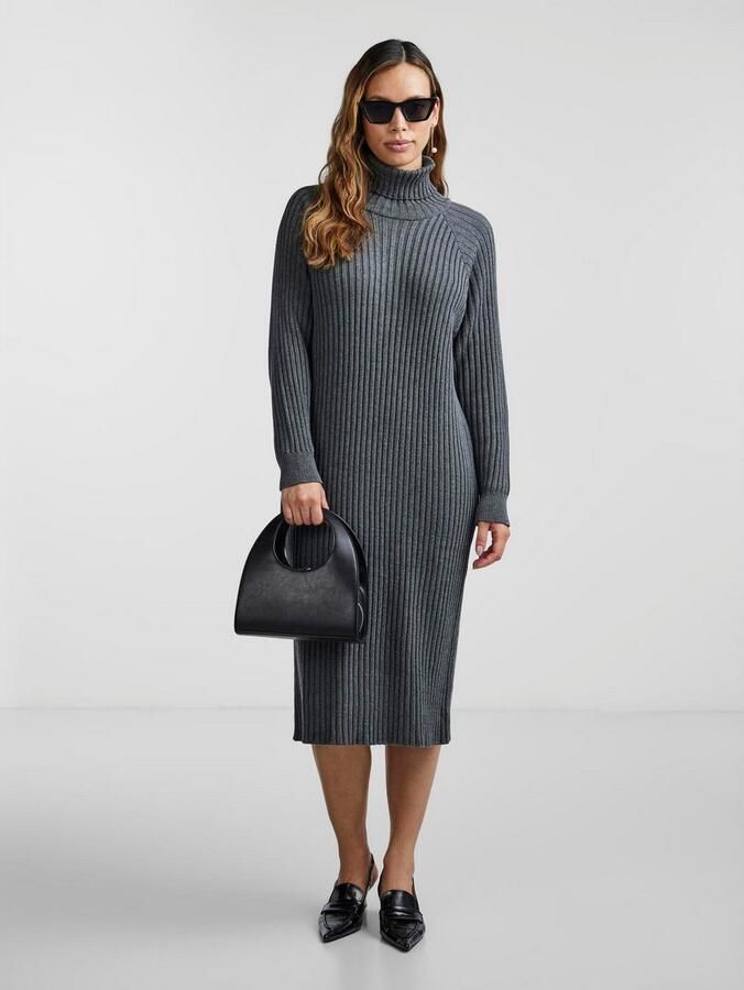 Y.A.S. Dames Jurken Yasmavi Knit Midi Rollneck Dress Grijs - Foto 9