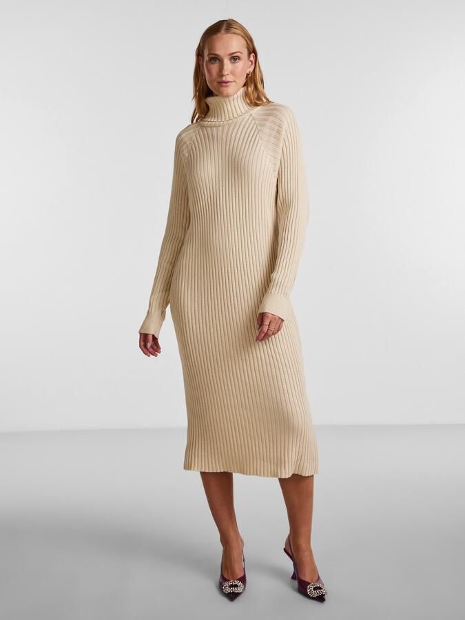 Y.A.S. Beige Midi Jurk Yasmavi Knit Midi Rollneck Dress - Foto 12