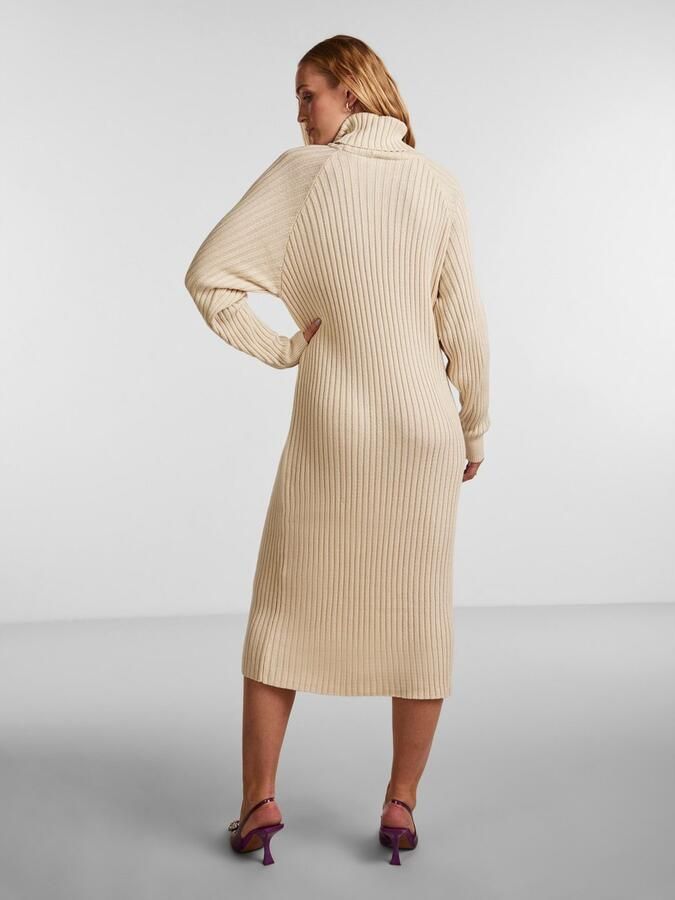 Y.A.S. Beige Midi Jurk Yasmavi Knit Midi Rollneck Dress - Foto 4