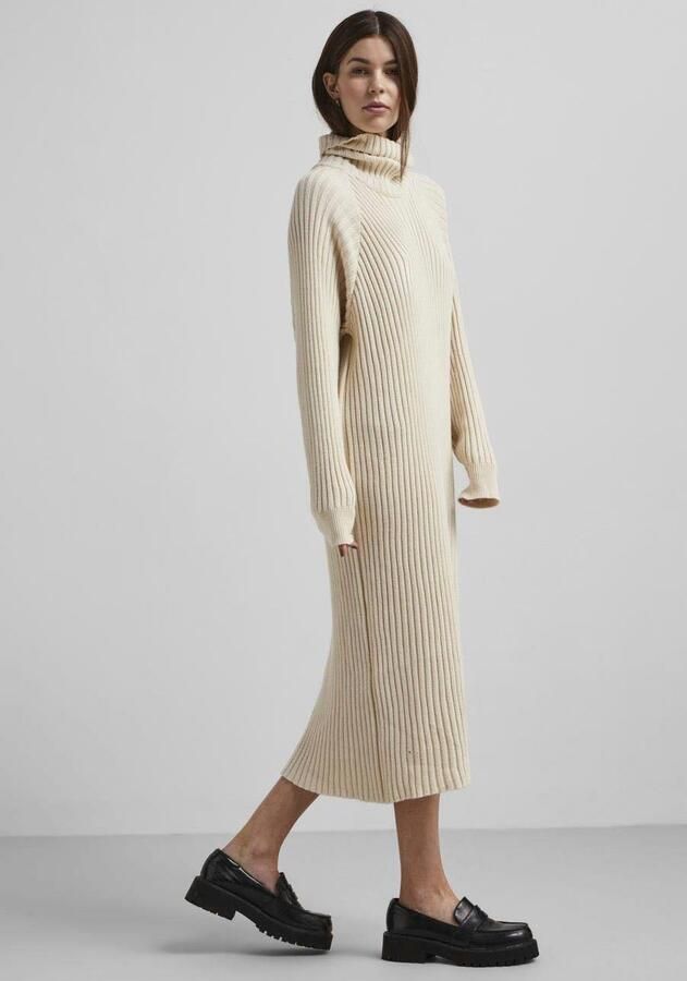 Y.A.S. Beige Midi Jurk Yasmavi Knit Midi Rollneck Dress - Foto 7