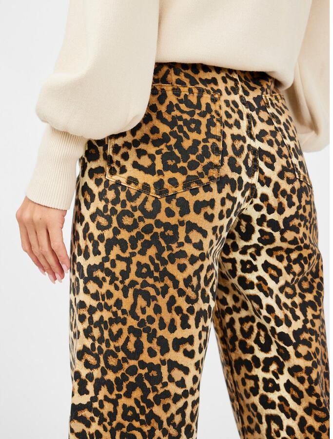 Y.A.S high waist straight leg jeans YASLEONORA met panterprint bruin - Foto 4