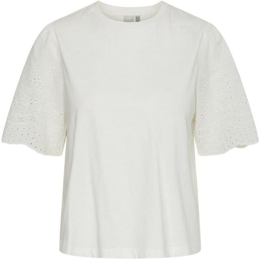 Y.A.S Shirt met korte mouwen YASLEX SS TOP W. EMB SLEEVES S. NOOS (Korte mouw met ajourborduurwerk ronde hals normale pasvorm)