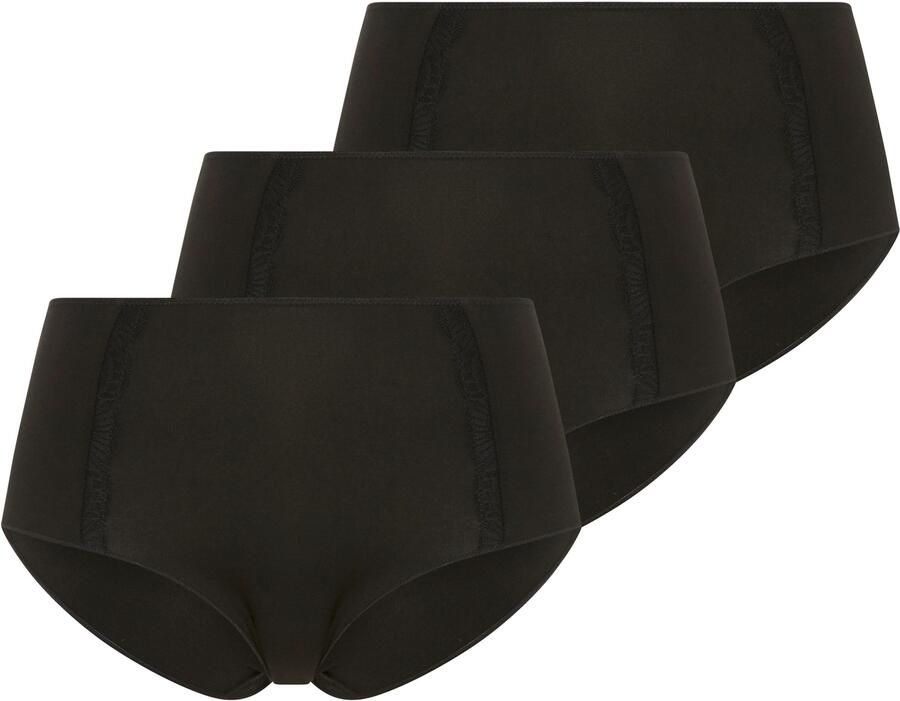 YSABEL MORA Maxislip BASIC COLLECTION COTTON WITH LACE met romantische touch door kant-applicaties (Set van 3)