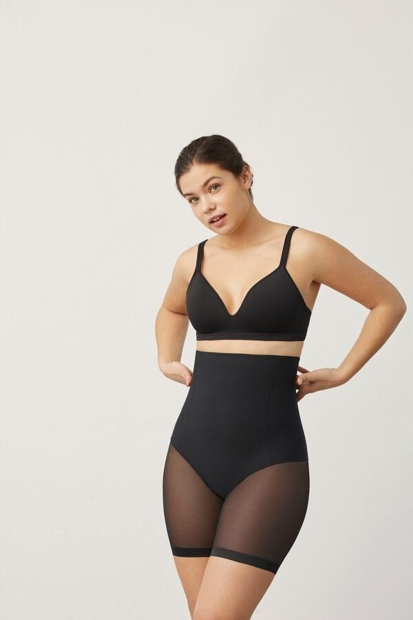 YSABEL MORA Shapingbroek hoog uitgesneden langere pijp met tule anti-schuur-effect (Set van 2) - Foto 3