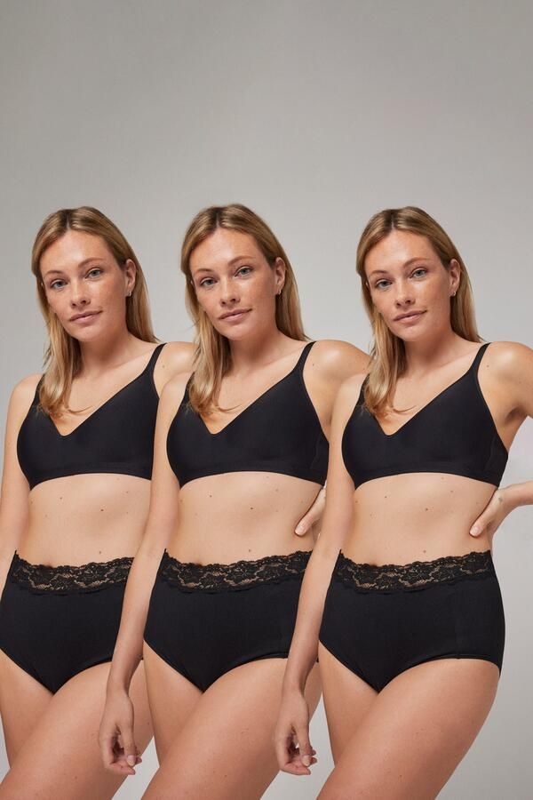 YSABEL MORA Shapingslip Katoenmix elastisch licht shape-effect kant (Set van 3)