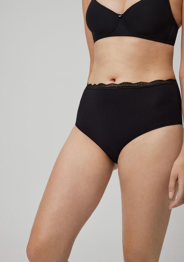 YSABEL MORA Tailleslip BASIC COLLECTION COTTON WITH LACE hoog uitgesneden en verfijnd met delicate kant (Set van 3) - Foto 4