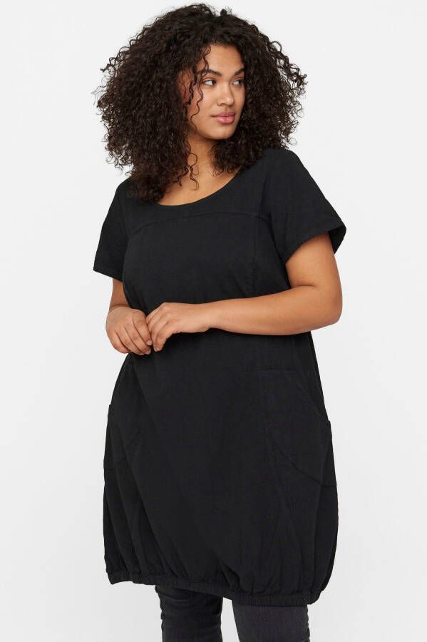 Zizzi korte jurk met elastische boord JEASY zwart - Foto 4