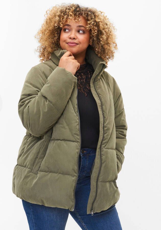 Zizzi Doorgestikte jas met opstaande kraag