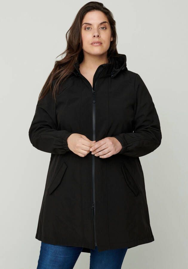 Zizzi waterafstotende softshell jas zwart