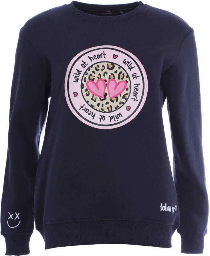 Zwillingsherz Sweatshirt met "wild at heart"-druk en geborduurde details