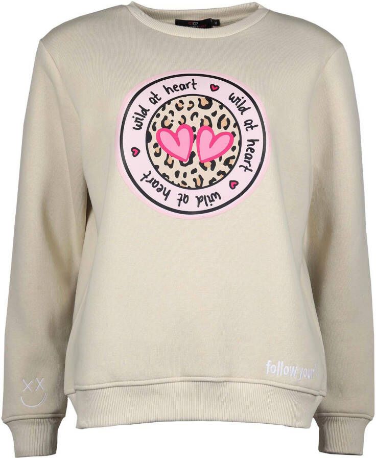 Zwillingsherz Sweatshirt met "wild at heart"-print in leeuwlook en geborduurde details