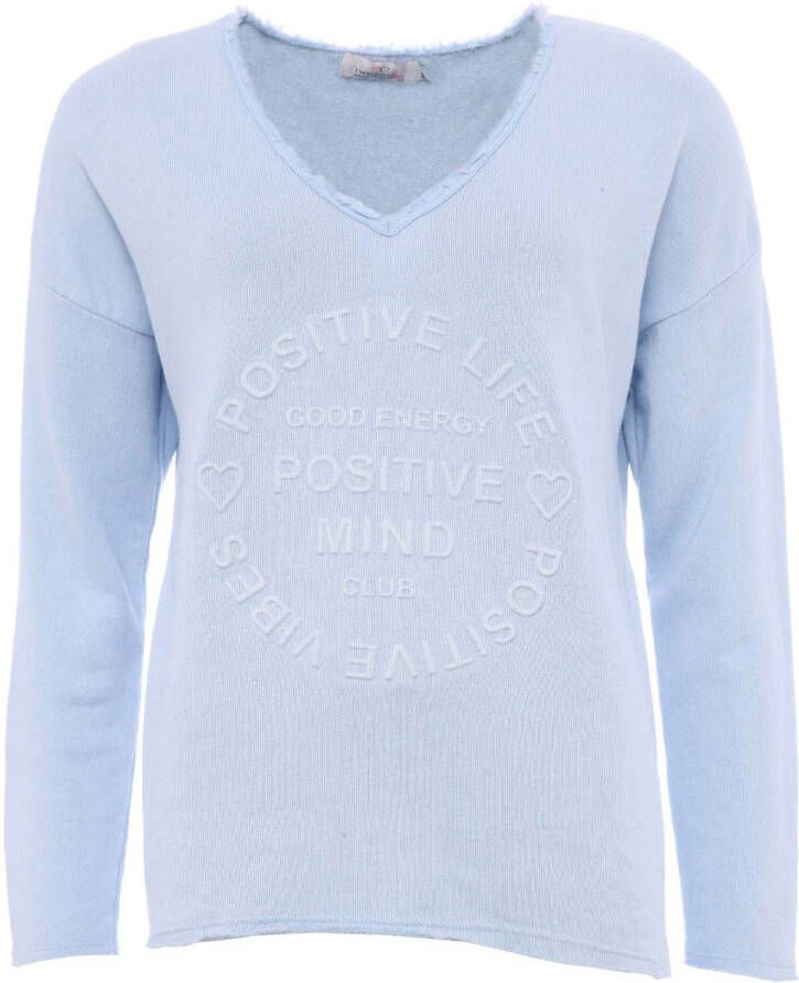 Zwillingsherz Sweatshirt "Positive Mind" met v-halslijn in used look en stempelprint
