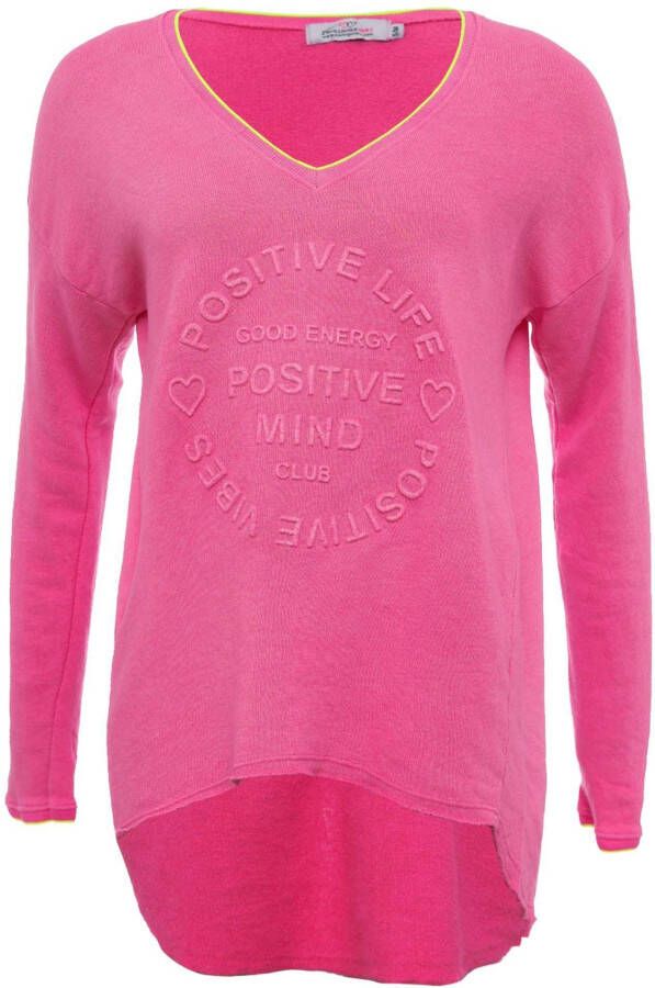 Zwillingsherz Sweatshirt Positive Mind met contrastnaad in neonkleur