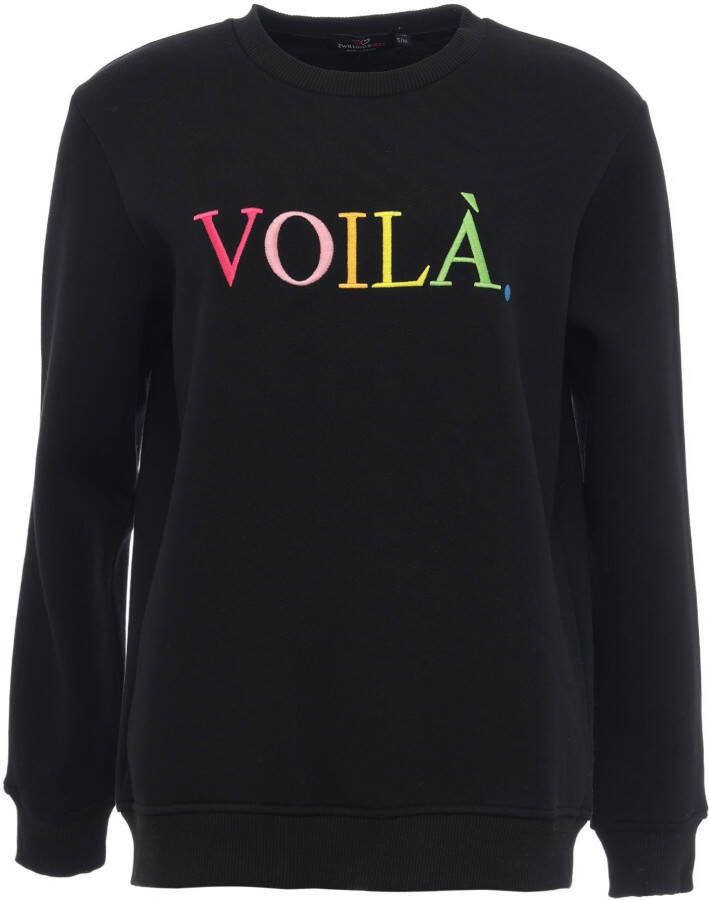 Zwillingsherz Sweatshirt met meerkleurig geborduurd "voilà"-opdruk