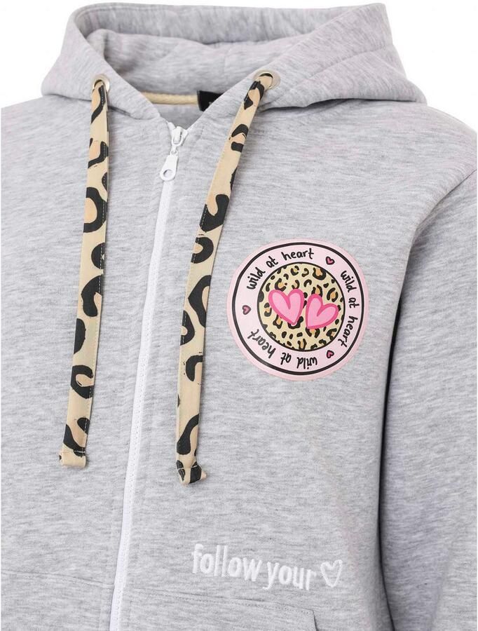 Zwillingsherz Capuchonsweatvest Luipaard-details lange mouw ritssluiting katoenmix - Foto 2