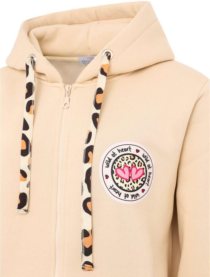 Zwillingsherz Capuchonsweatvest Luipaard-details lange mouw ritssluiting katoenmix - Foto 2