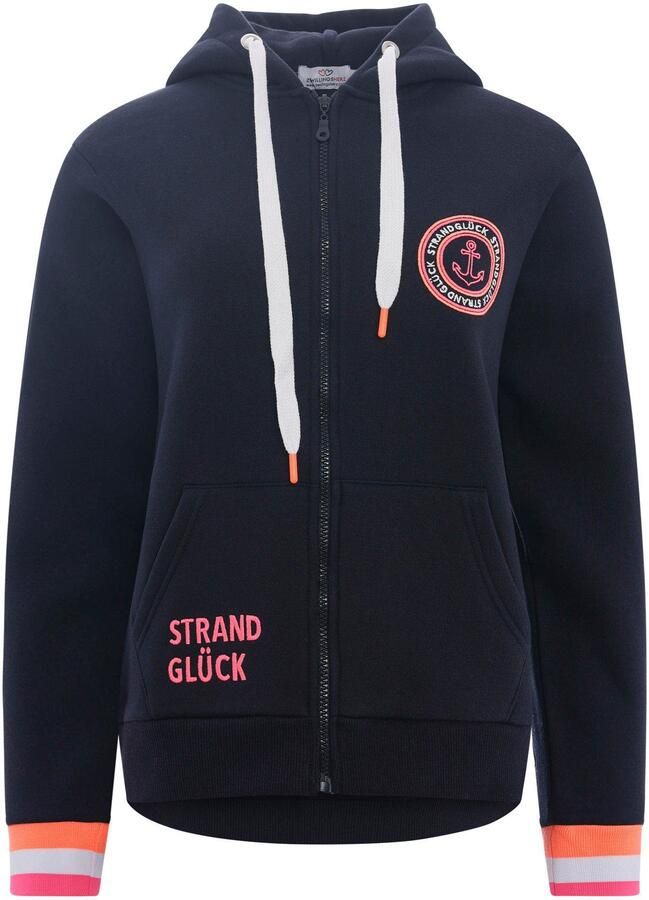 Zwillingsherz Capuchonsweatvest Regular-Fit capuchon lange mouw ritssluiting neon-details - Foto 3