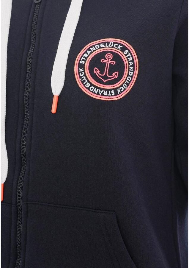 Zwillingsherz Capuchonsweatvest Regular-Fit capuchon lange mouw ritssluiting neon-details - Foto 2