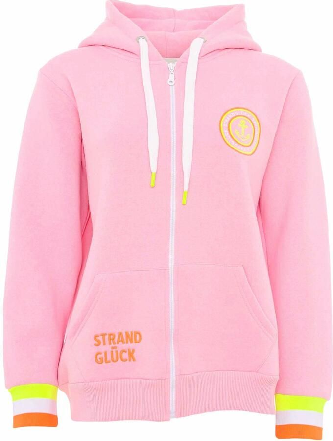 Zwillingsherz Capuchonsweatvest Regular-Fit capuchon lange mouw ritssluiting neon-details - Foto 4