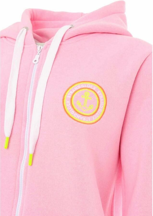 Zwillingsherz Capuchonsweatvest Regular-Fit capuchon lange mouw ritssluiting neon-details - Foto 2