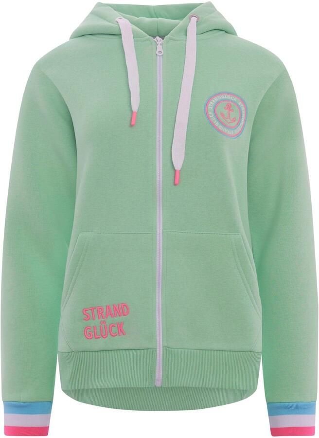 Zwillingsherz Capuchonsweatvest Regular-Fit capuchon lange mouw ritssluiting neon-details - Foto 3