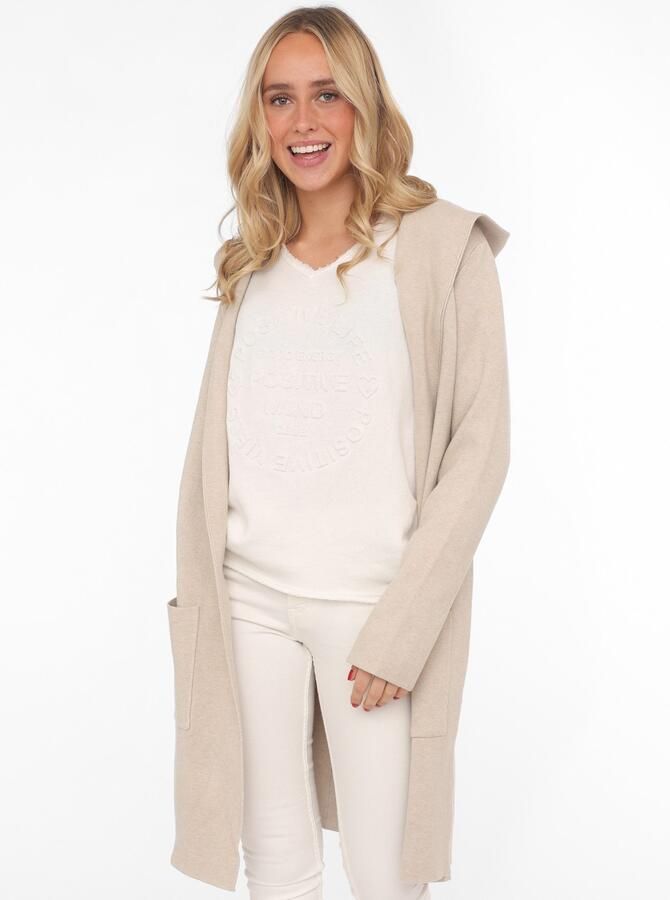 Zwillingsherz Cardigan Capuchon zakken lange mouw zonder sluiting - Foto 5