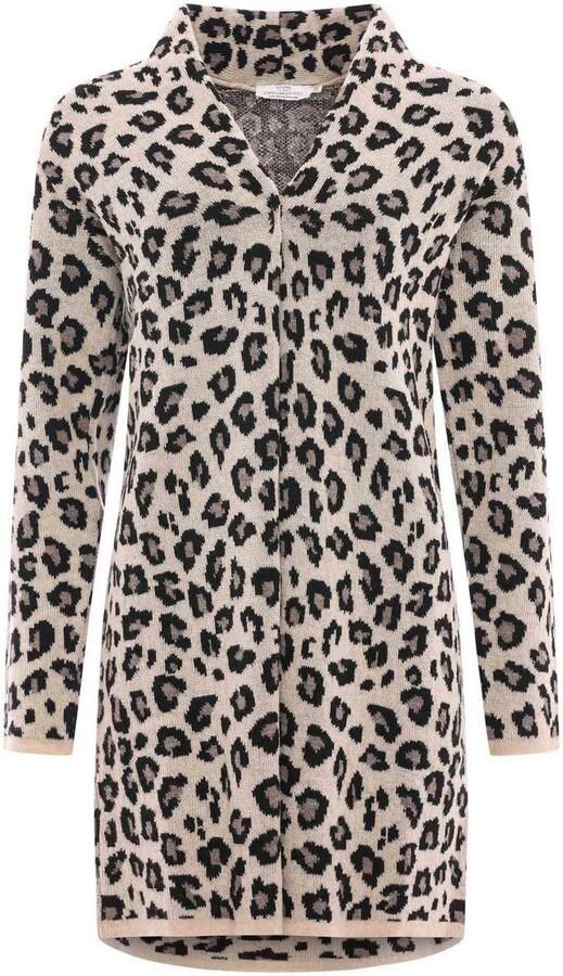 Zwillingsherz Cardigan Classic Leo Uni Animal-patroon lange mouw zonder sluiting midi-lengte - Foto 3