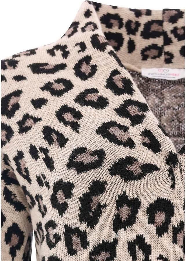 Zwillingsherz Cardigan Classic Leo Uni Animal-patroon lange mouw zonder sluiting midi-lengte - Foto 2