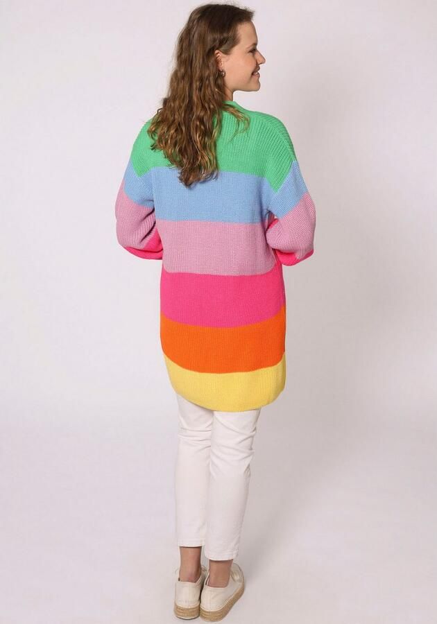 Zwillingsherz Cardigan Katja One Size wolgehalte lange mouw blokstrepen zonder sluiting - Foto 2