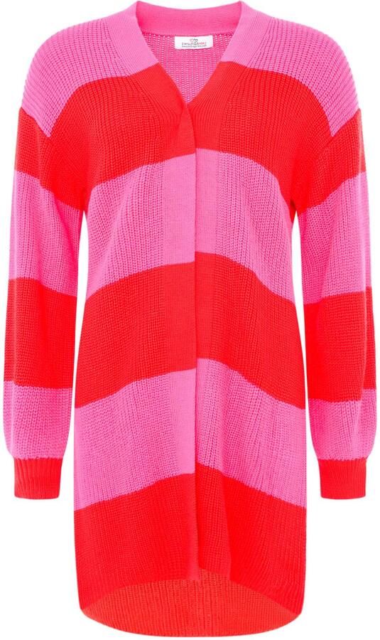 Zwillingsherz Cardigan Katja One Size wolgehalte lange mouw blokstrepen zonder sluiting - Foto 1