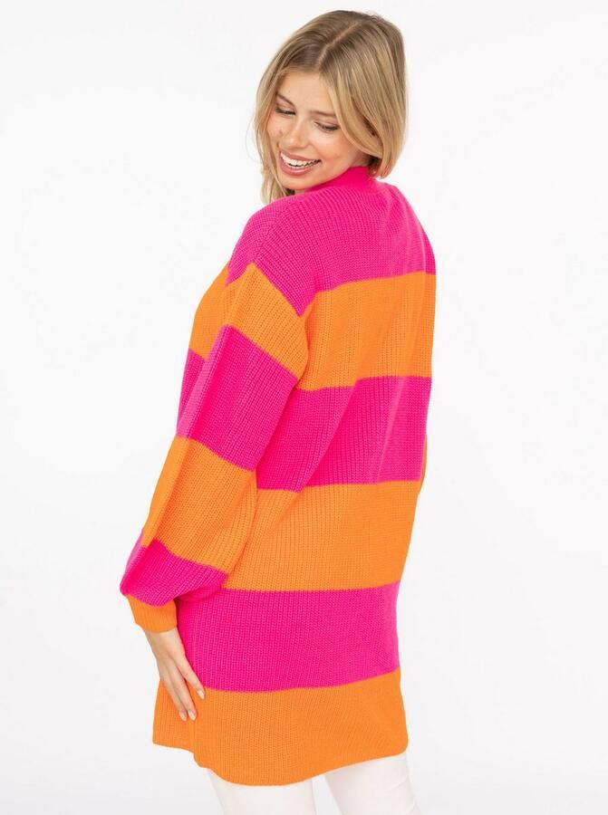 Zwillingsherz Cardigan Katja One Size wolgehalte lange mouw blokstrepen zonder sluiting - Foto 2