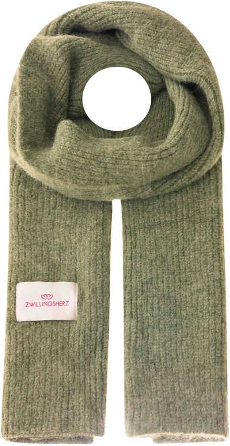 Zwillingsherz Gebreide sjaal Tweelinghart patch geribbeld met wol en patch - Foto 2